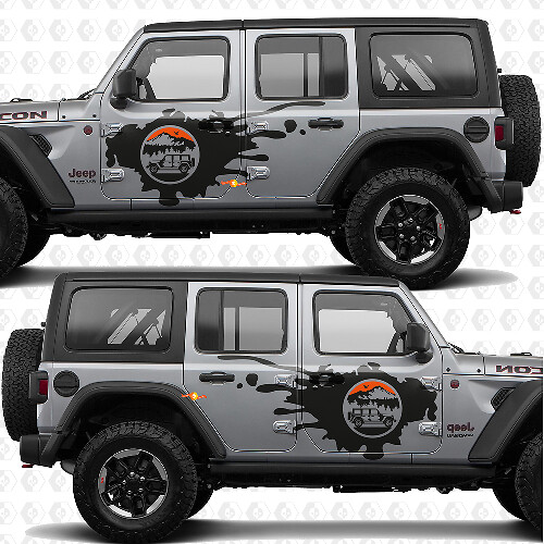 Mountains Nature Overland Side Doors Stripes Vinyl decal sticker fit Jeep Wrangler 1