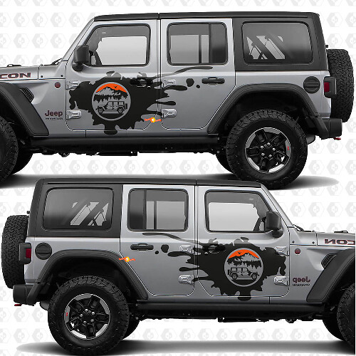Adesivo in vinile laterale Mountains Nature Overland per Jeep Wrangler
