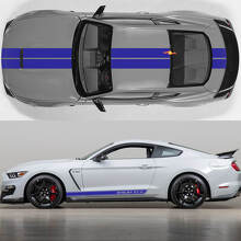 Hood and Side Doors Twin Racing Stripes Vinyl Decal Sticker Graphics for Ford Mustang Shelby GT-H 3