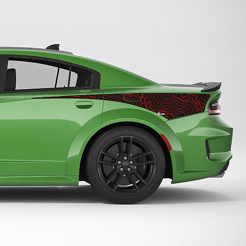 Decalcomania adesiva in vinile con linee topografiche per la striscia laterale della fiancata posteriore per Dodge Charger
