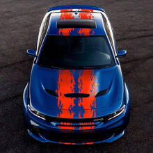 Kit adesivi in vinile a doppia fascia superiore laterale stile Splash per Dodge Challenger o Charger_2