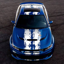Kit adesivi in vinile a doppia fascia superiore laterale stile Splash per Dodge Challenger o Charger_3