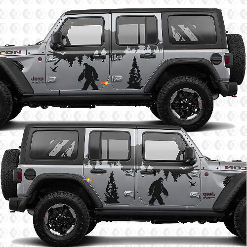 Montagne Natura Yeti Sasquatch Adesivi Strisce per Porte Laterali Adesivo in Vinile adattabile per Jeep Wrangler 1