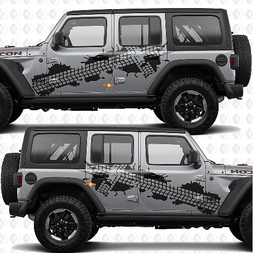Adesivo in vinile strisce porte laterali impronte pneumatici adatto per Jeep Wrangler 1