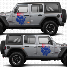 Adesivo in vinile a strisce con teschio di cervo e bandiera USA per porte laterali, compatibile con Jeep Wrangler 3