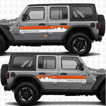 Adesivo in vinile personalizzato Strisce Montagne per porte laterali adatto a Jeep Wrangler 2