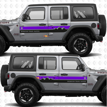 Adesivo in vinile personalizzato Strisce Montagne per porte laterali adatto a Jeep Wrangler 3