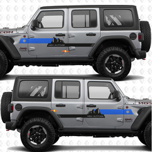 Testo personalizzato Strisce Alta Quota Montagne Adesivo in vinile per porte laterali compatibile con Jeep Wrangler 2