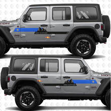 Testo personalizzato Strisce Alta Quota Montagne Adesivo in vinile per porte laterali compatibile con Jeep Wrangler 2