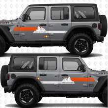 Testo personalizzato Strisce Alta Quota Montagne Adesivo in vinile per porte laterali compatibile con Jeep Wrangler 3