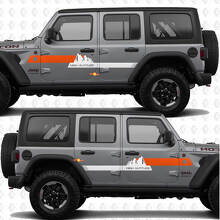 Testo personalizzato Strisce Alta Quota Montagne Adesivo in vinile per porte laterali compatibile con Jeep Wrangler 3