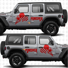 Adesivo in vinile a strisce con la bandiera USA Punisher per portiere laterali adatto a Jeep Wrangler 2