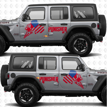 Adesivo in vinile a strisce con la bandiera USA Punisher per portiere laterali adatto a Jeep Wrangler 4