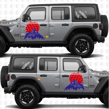 Montagne Tramonto Bandiera USA Porte Laterali Strisce Adesivo in vinile per Jeep Wrangler 2