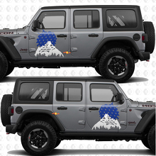 Montagne Tramonto Bandiera USA Porte Laterali Strisce Adesivo in vinile per Jeep Wrangler 3