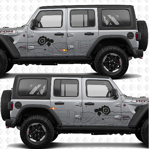 Adesivo vinilico strisce laterali porte bussola mappa topografica adatto per Jeep Wrangler 1