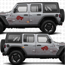 Adesivo vinilico strisce laterali porte bussola mappa topografica adatto per Jeep Wrangler 2