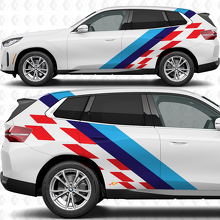 Strisce Colorate Laterali Bandiera a Scacchi Adesivo in Vinile Porte Posteriori compatibile con BMW X3 2