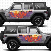 Adesivo in vinile con strisce Sunset Desert Canyon per porte laterali adatto a Jeep Wrangler 2