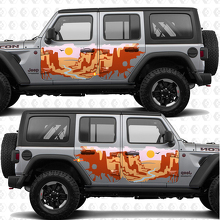 Adesivo in vinile con strisce Sunset Desert Canyon per porte laterali adatto a Jeep Wrangler 3