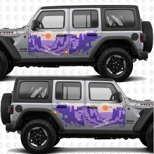 Adesivo in vinile con strisce Sunset Desert Canyon per porte laterali adatto a Jeep Wrangler 4