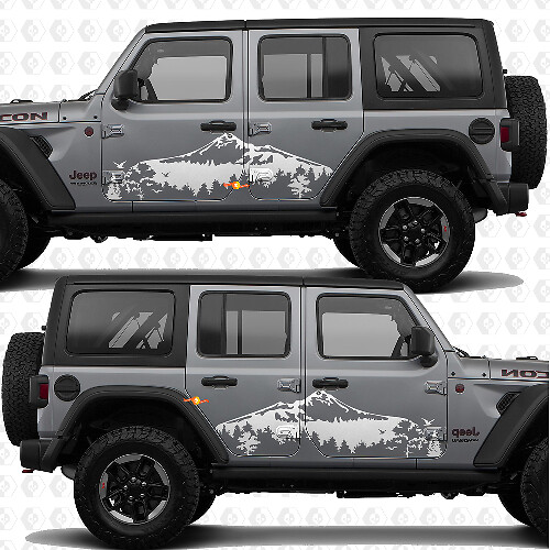 Montagne Natura Paesaggio Adesivo in vinile per porte laterali compatibile con Jeep Wrangler