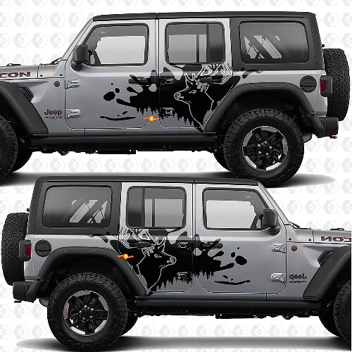 Adesivo in vinile con paesaggio natura cervo per porte laterali adatto Jeep Wrangler
