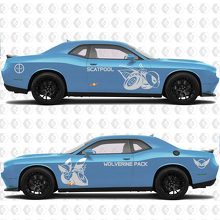 Adesivo Vinilico Grafico Laterale Personalizzato Scatpool o Wolverine Pack Bee per Dodge Challenger 2