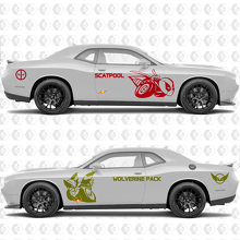 Adesivo Vinilico Grafico Laterale Personalizzato Scatpool o Wolverine Pack Bee per Dodge Challenger 3