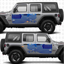 Adesivo in vinile per porte laterali con bandiera patriottica USA, adatto per Jeep Wrangler 2