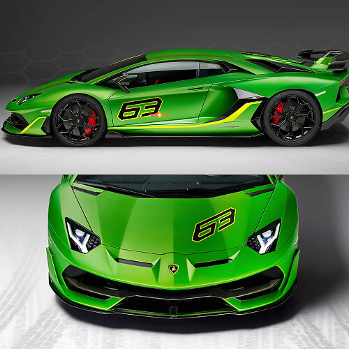 Adesivo Decalcomania Laterale Cofano Grafica Lamborghini Aventador SVJ 1