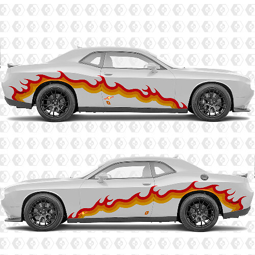 Grafica Personalizzata Fiamme Adesivo Vinile Laterale per Dodge Challenger