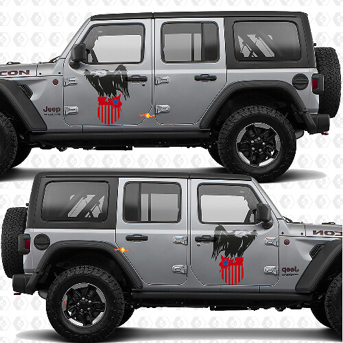 Adesivo in vinile con decalcomania delle portiere laterali con la bandiera degli Stati Uniti con aquila calva, adatto per Jeep Wrangler