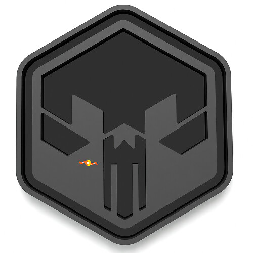 Stemma Teschio in Esagono parafango Emblema Portellone Stemma 3D