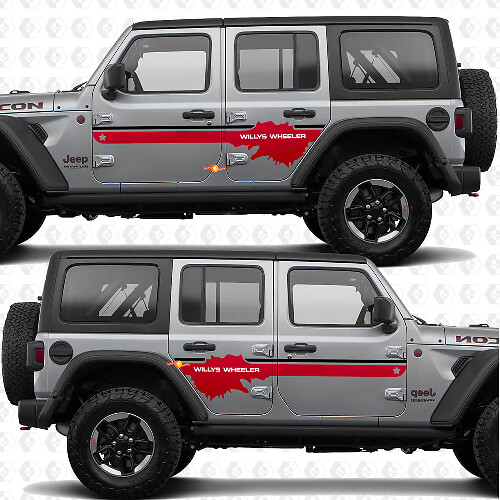 Adesivo in vinile personalizzato per porte laterali adatto a Jeep Wrangler Jeep-Wrangler Willys Wheeler