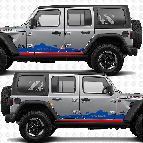 Adesivo in vinile personalizzato per porte laterali adatto a Jeep Wrangler Jeep Wrangler Willys