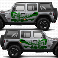 Adesivo in vinile porte laterali natura foresta e montagne compatibile con Jeep Wrangler 2