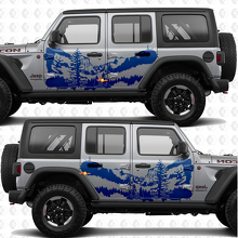 Adesivo in vinile porte laterali natura foresta e montagne compatibile con Jeep Wrangler 3