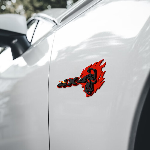 Distintivi Parafanghi Flame Skull 4x4 Emblema Portellone Distintivo 3D