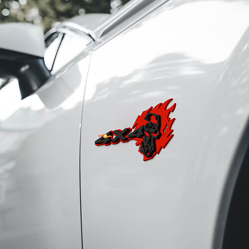 Distintivi Parafanghi Flame Skull 4x4 Emblema Portellone Distintivo 3D