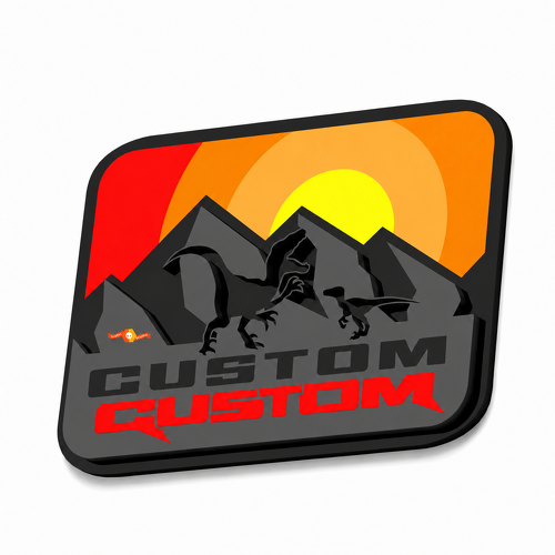 Raptor Custom Sunset Mountains Dinosaur 3D — Emblema (parafango, portellone) per Ford Bronco