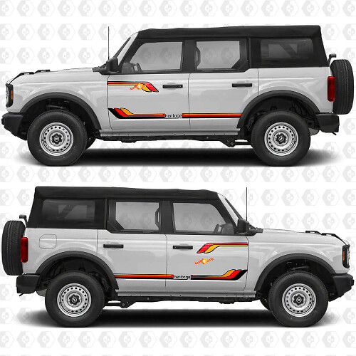 Testo Personalizzato Heritage Retro Vintage Strisce Laterali Adesivo Vinile per Porte per Ford Bronco