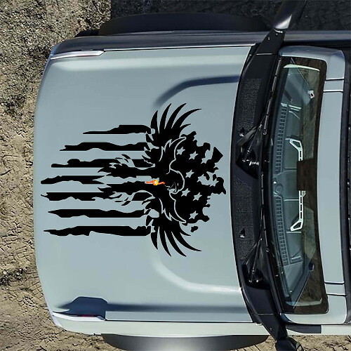 Adesivo in vinile con aquila e bandiera americana per cofano Musclecar horse