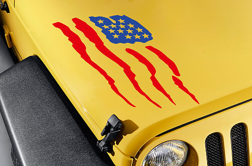 Adesivo Vinile Cofano Stile Artiglio con Bandiera Americana per Jeep Wrangler