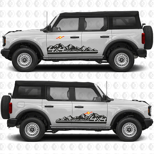 Adesivo in vinile 4x4 Off-Road Mountains Side Stripe Door Graphics compatibile con Ford Bronco