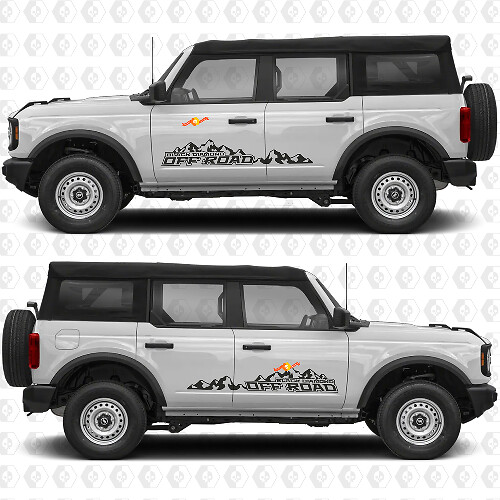 2x 4x4 Off Road Adesivi Grafici Laterali Porta per Ford Bronco Black Diamond