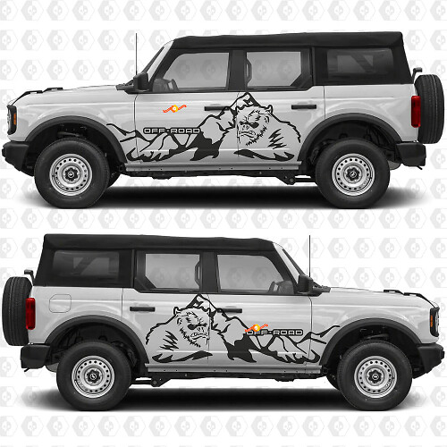 Adesivo in vinile grafica laterale porte Yeti 4x4 Off Road Mountains adatto per Ford Bronco 1
