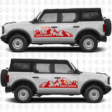 Adesivo Vinile Grafico per Porte Laterali Montagne 2 per Ford Bronco 3
