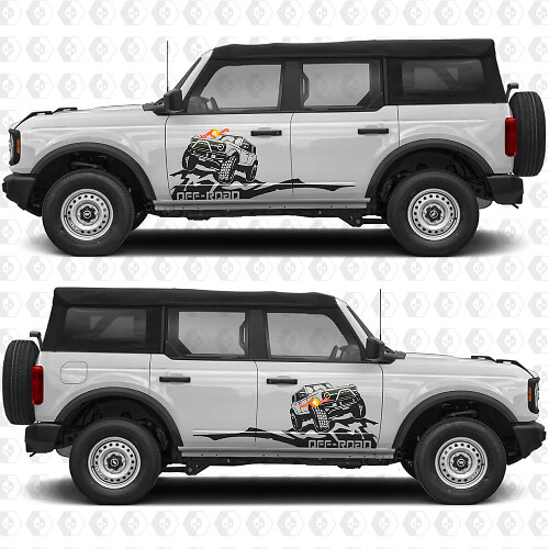 Adesivo in vinile grafico per portiere laterali Rock Crawler Mountains 3 compatibile con Ford Bronco