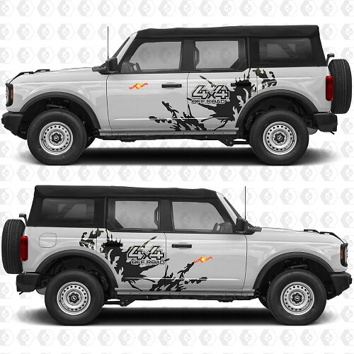 4x4 Off Road Grafiche Adesive in Vinile per Porte Laterali Splash adatte a Ford Bronco
